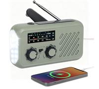 Wind Up Solar Radio, Portable Hand Crank Radio, AM/FM Radio with LED Torch, 2000mAh Rechargeable Power Bank, SOS Alarm, USB Phone Charger, Emergency Survival Kit for Camping Hiking Travel Essentials