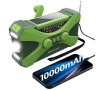 Wind Up Solar Radio,Portable Hand Crank Radio with AM/FM, Emergency Radio with 10000 mAh Rechargeable Power Bank,SOS Alarm, LED Torch Dynamo Radio,USB Mobile Phone Charger for Camping Outdoor