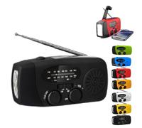 Wind Up Solar Radio, Portable Hand Crank Radio-with AM/FM, LED Torch Dynamo Radios,USB Mobile Phone Charger for Camping Outdoor (black)