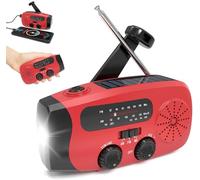 Wind Up Solar Radio, Solar Emergency Hand Crank Weather AM/FM Radio with SOS Alarm and LED Flashlight, 2000mAh Smart Phone USB Charger for Outdoor Camping Hiking