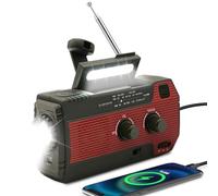 Wind Up Solar Radio,SOLARBABY Emergency Radio,Self-Powered Crank Radio with LED Torch,SOS Alarm, AM/FM Weather Radio with 4000 mAh Battery for Emergency Charging from Smartphone(Red)
