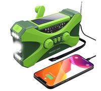Wind Up Solar Radio, Survival Hand Crank Dynamo AM/FM/WB Emergency Weather Radio, 5000mah Rechargeable, Emergency Wind Up Radio with SOS Alarm, LED Bright Flashlight (green)