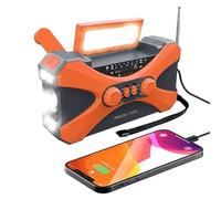 Wind Up Solar Radio, Survival Hand Crank Dynamo AM/FM/WB Emergency Weather Radio, 5000mah Rechargeable, Emergency Wind Up Radio with SOS Alarm, LED Bright Flashlight (orange)