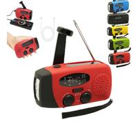 Wind Up Solar Radio, Wind Up Radio with LED Torch, Solar and Hand-Crank Charging, Portable Hand Crank Radio with (AM/FM/WB), 2000mah Phone Charger, SOS Alarm, for Camping Hiking Outdoor (red)