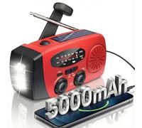 Wind Up Solar Radio, ZDAGELD Portable Emergency Hand Crank Radio with 5000mAh Battery Operated, USB Phone Charging, LED Torch SOS Alarm, Survival Kit for Camping