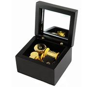 Wind-Up Wooden Music Box with Gold-plating Movement in,Love Story,Black