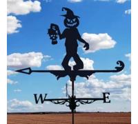 wind vane-Metal Animal Weather Vane Iron Witch and Dragon 2-in-1.Outdoor Roof Garden DecorationBasset Hound Weather Vane,Home Crafts (Skull)