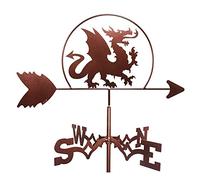 Wind Vane Silhouette Farm Scene Decoration in Antique Style Stainless Steel Weather Vane Garden Farm Scene Ornament Wind Direction Indicator Metal Measuring Tool-Dragon