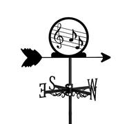 Wind Vane Spray Paint Iron Weathervane Direction Indicator Hollow Out Metal Sheet Music Guitar Weathercock for Outdoor Garden Yard Ornament,Musical Score