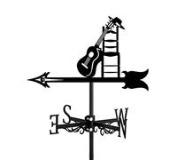 Wind Vane Spray Paint Iron Weathervane Direction Indicator Hollow Out Metal Sheet Music Guitar Weathercock for Outdoor Garden Yard Ornament,Musical Score (Guitar)