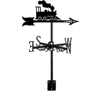 Wind Vane Steam Engine Train Retro Decoration Weather Vane Roof Mount, Direction Indicator Kit Outdoor Weathercock Measuring Tools Easy Use and Install-Black||Train