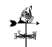 Wind Vane Weathervanes Garden Roof Paddock Decoration Spray Paint Iron Direction Indicator Hollow Out Metal Sheet Music Guitar Weathercock For Outdoor Garden Yard Ornament Note