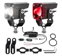 Windance 2pcs 24W Auxiliary LED Driving Spotlight Foglight Work Lights High Low Beam White Yellow DRL Super Bright for Motorcycle Scooter ATV UTV Tractor Truck Boat (Red)