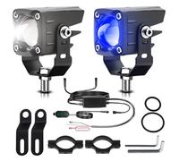 Windance 2pcs 24W Auxiliary LED Driving Spotlight Foglight Work Lights High Low Beam White Yellow DRL Super Bright for Motorcycle Scooter ATV UTV Tractor Truck Boat (Blue)