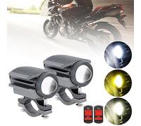 Windance 2PCS Motorcycle LED Headlight,32W 4 Modes Hi/Lo Beam Yellow White 6500K Waterproof Aux Spotlight for Tractor Truck ATV UTV SUV Boat (Black2pcs) (Gray, Spotlight 2pcs)