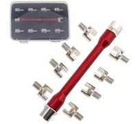 Windance Spoke Spanner Kit, 5.0-6.8mm Steel Spoke Nipples CNC Aluminum Spoke Wrench Set for Most Motorbike Dirt Bike Scooter, (Red)