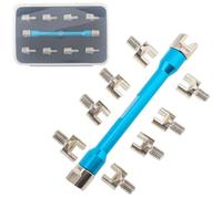 Windance Spoke Spanner Kit, 5.0-6.8mm Steel Spoke Nipples CNC Aluminum Spoke Wrench Set for Most Motorbike Dirt Bike Scooter, (Blue)