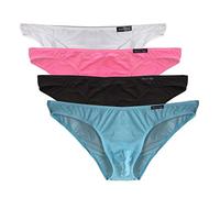 WINDAY Men Briefs Breathable Ice Silk Triangle Bikinis and Briefs D318, 4-pack Mixed Color1, L
