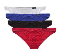 WINDAY Men Briefs Breathable Ice Silk Triangle Bikinis and Briefs D318, 4-pack Mixed Color2, Large