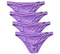 WINDAY Men Briefs Breathable Ice Silk Triangle Bikinis and Briefs D318, 4-pack Purple, XXL