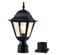 Windben Outdoor Post Light, Lamp Pole Light Fixture, Pole Lantern with Scaffolding Mounting Base, Matte Black