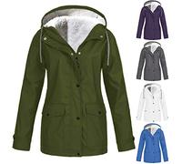Windbreaker Jacket Warm, Fleece Lined Rain Jacket Women Casual Full-Zip