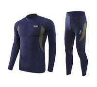 WINDCHASER Men's Thermal Underwear Set Long Sleeve Tops Long Johns Base Layer Bottom Fleece Lined for Skiing Cycling (Blue, S)