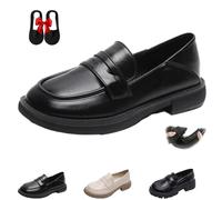 WINDEHAO Women’s Orthopedic Slip on Platform Loafers, Casual Chunky Non-Slip Arch Support Comfortable Penny Loafers Business Casual Work Shoes (Black-2.5cm,5)