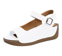 WINDEHAO Women's Orthopedic Wedge Sandals Open Toe Backless Slingback Sandals Summer Buckle Ankle Strap Platform Sandal Thick Soles Slip on Beach Walking Shoes (white,37EU)