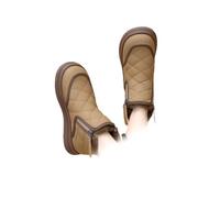 WINDEHAO Women's Side Zipper Platform Soft Sole Thermal Lining Winter Boots, Plush Lined Ankle Boot with Double-zipper Chunky Anti-slip Booties (khaki,3)