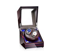 Winder Automatic Winder,Double Winder Box for Automatic Watches, with Blue Led Light, Wood Shell Piano Paint Exterior, Extremely Silent Motor,F Winder
