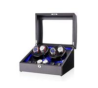 Winder Black 4+6 Automatic Winder Box,with Led Light, in Wood Shell and Leather, Piano Paint Exterior, Super Quiet Motor,B Winder