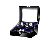 Winder Black 4+6 Automatic Winder Box,with Led Light, in Wood Shell and Leather, Piano Paint Exterior, Super Quiet Motor,B Winder