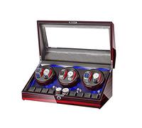 Winder Winder for 6 Watches + 10 Storage, Led Light, Wood Shell Piano Paint Exterior, Leather Interior, Silent Motor,B Winder
