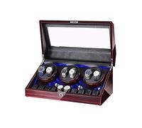 Winder Winder for 6 Watches + 10 Storage, Led Light, Wood Shell Piano Paint Exterior, Leather Interior, Silent Motor,B Winder