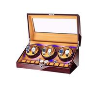 Winder Winder for 6 Watches + 10 Storage, Led Light, Wood Shell Piano Paint Exterior, Leather Interior, Silent Motor,B Winder