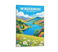Windermere Lake District Vintage Travel Posters 12x18inch(30x45cm) Wall Decor Painting Canvas Wall Art Living Room Poster Bedroom