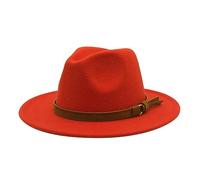 Windfall Men & Women Vintage Wide Brim Fedora Hat with Belt Buckle 2025 (Orange, One Size)