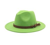 Windfall Men & Women Vintage Wide Brim Fedora Hat with Belt Buckle Sheriff (Green, One Size)