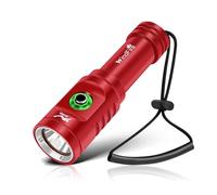 WindFire Dive Torch, Super Bright Rechargeable Diving Flashlight with 3 Modes & Power Indicator, IPX8 Waterproof Torches for Snorkeling, Scuba Diving & Underwater Exploration (Red)