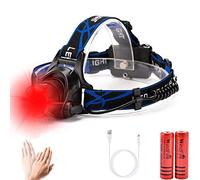 WindFire Head Torch Rechargeable, Red Light LED Head Torches Super Bright 6000 Lumen, 3 Light Modes, Motion Sensor Headlamp, Waterproof Outdoor Headlight for Camping, Fishing, Astronomy