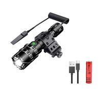 WindFire LED Torch USB Rechargeable, Tactical Torch 5000 Lumen, 5 Light Mode Flashlight with Picatinny Mount Rail, Pressure Switch & Battery for Outdoor Camping Hunting Emergency