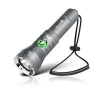 WindFire Super Bright Dive Lights - Rechargeable Diving Flashlight, Waterproof Diving Torch with Power Indicator & 4 Modes, 12° Beam Angle, Underwater Scuba & Snorkeling Torch for Diving (Grey)