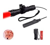 WindFire Super Bright RED Light LED Coyote Hog Hunting Light Lamp Tactical Flashlight Torch with Pressure Switch and Rail Rifle Mount for Picatinny for Outdoor Hunting Coyote Hog