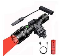 WindFire Torch LED Rechargeable, Red Light Tactical Torches Super Bright 5000 Lumen, 5 Light Modes, Waterproof Hunting Red Flashlight for Coyote, Hog, Fox, Predator with Remote Pressure Switch