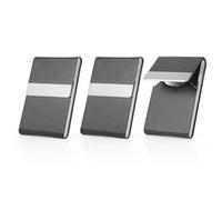 Windfromort Pack of 3 Business Card Holder - Business Card Box - High-Quality Metal, Scratch-Resistant and Durable, Ideal for Business, Office and On the Go (Black), black