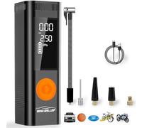 WindGallop Car Tyre Inflator Air Compressor Car Tyre Pump 12v Electric Tyre Pumps for Cars Air Pump with Tyre Pressure Gauge and Inflator Small Car Pumps for Tyres Valve Adaptors (Orange)