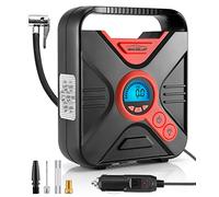 WindGallop Car Tyre Inflator Air Compressor Tyre Pump 12V Electric Car Air Pump for Car Tyres Bike Tyres with Digital Tyre Pressure Gauge and Inflator Valve Adaptors LED Light (Red)
