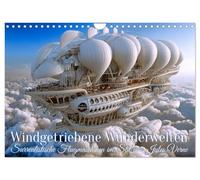 Windgetriebene Wunderwelten. Surrealistische Flugmaschinen im Stil von Jules Verne (Wandkalender 2026 DIN A4 quer), CALVENDO Monatskalender: Faszinierende, detailreiche KI-Bildwelten zeigen fantastische Luftschiffe und märchenhafte Himmelsstädte voller Bewegung und mechanischer Poesie.