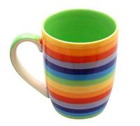 Windhorse Rainbow Striped Ceramic Coffee/Tea Mug (Hoops - Tall) (1 Piece)